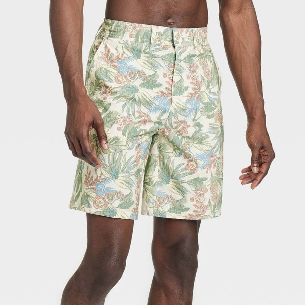Goodfellow & Co Men's Hybrid Swim Shorts Trunks Swimsuit Belt Loops Green 40
